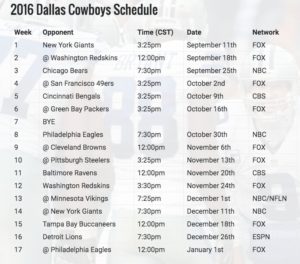 Cowboys Headlines - Dallas Cowboys 2016 Schedule Analysis 1