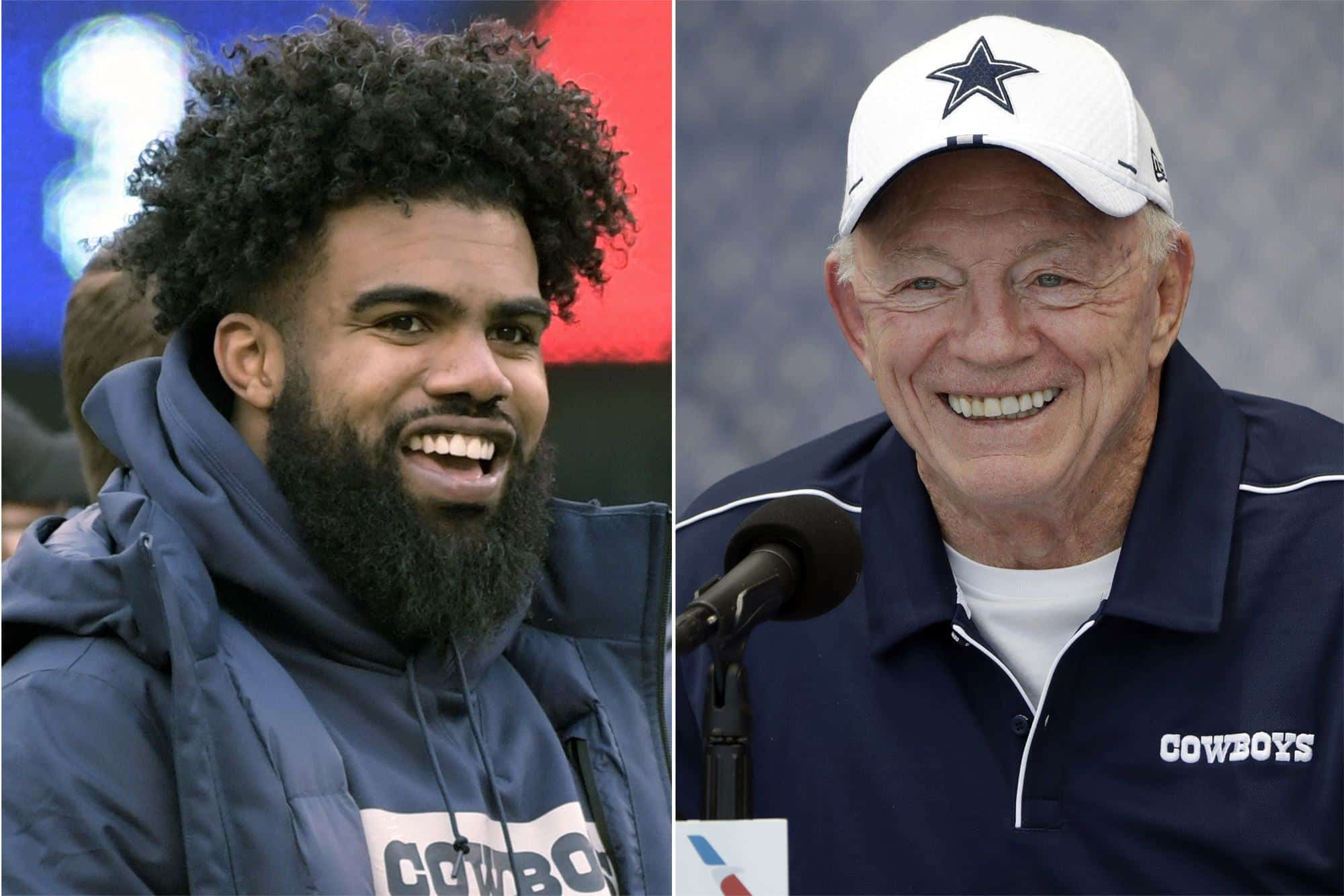 Ezekiel Elliott: Jerry Jones, Dallas Cowboys standing behind star