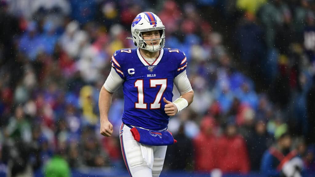 Buffalo Bills quarterback Josh Allen during the first half of an NFL football game against the New York Jets Sunday, Dec. 29, 2019, in Orchard Park, N.Y. (AP Photo/David Dermer)
