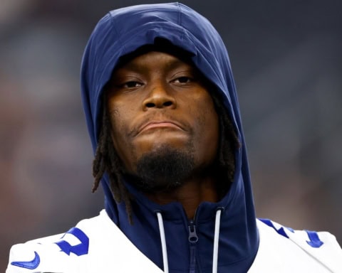 Aug 22, 2025; Arlington, Texas, USA; Dallas Cowboys wide receiver George Pickens (3) before the game against the Atlanta Falcons at AT&T Stadium. Mandatory Credit: Kevin Jairaj-Imagn Images
