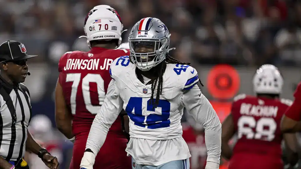 Jadeveon Clowney Dallas Cowboys defensive end in action, featured in 2026 cap and roster strategy discussion.