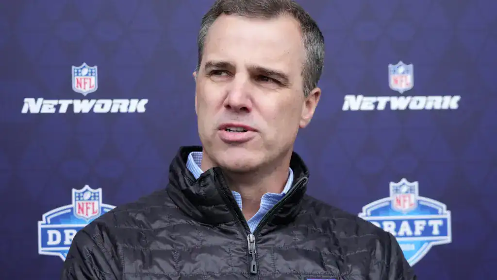 NFL Draft analyst Daniel Jeremiah speaking at media availability, wearing a headset while providing coverage and insight ahead of the NFL Draft.