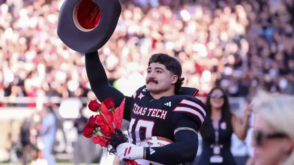 Texas Tech linebacker Jacob Rodriguez tips his hat to the crowd on senior day, bringing to mind the tough, instinctive linebacker I compare to Dexter Coakley.