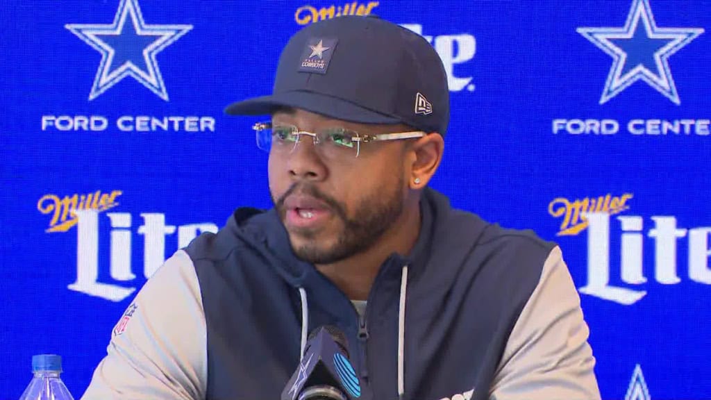 Dallas Cowboys defensive coordinator Christian Parker speaks at a press conference about linebacker play and defensive adjustments.