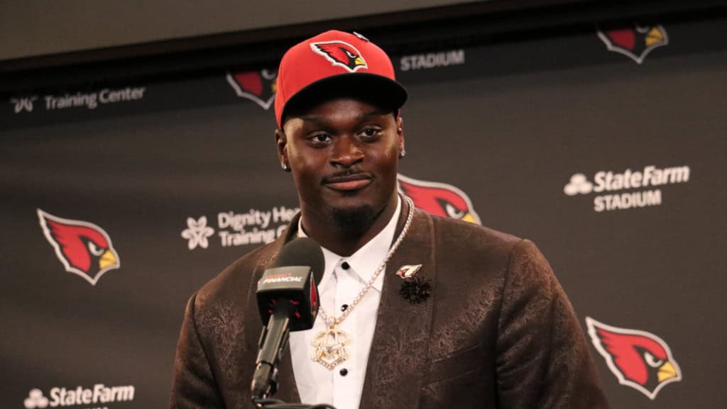 Rookie Jeremiyah Love speaks at his Arizona Cardinals introductory press conference after being drafted. 