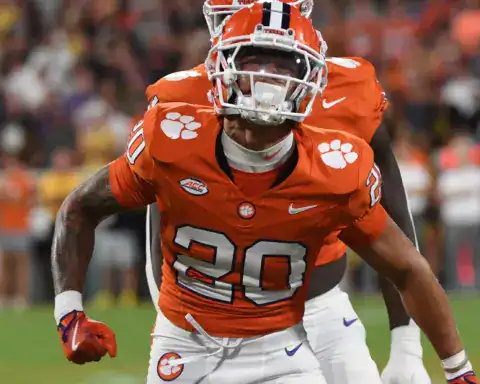 Avieon Terrell lines up in Clemson’s secondary before the snap during a home game at Death Valley.