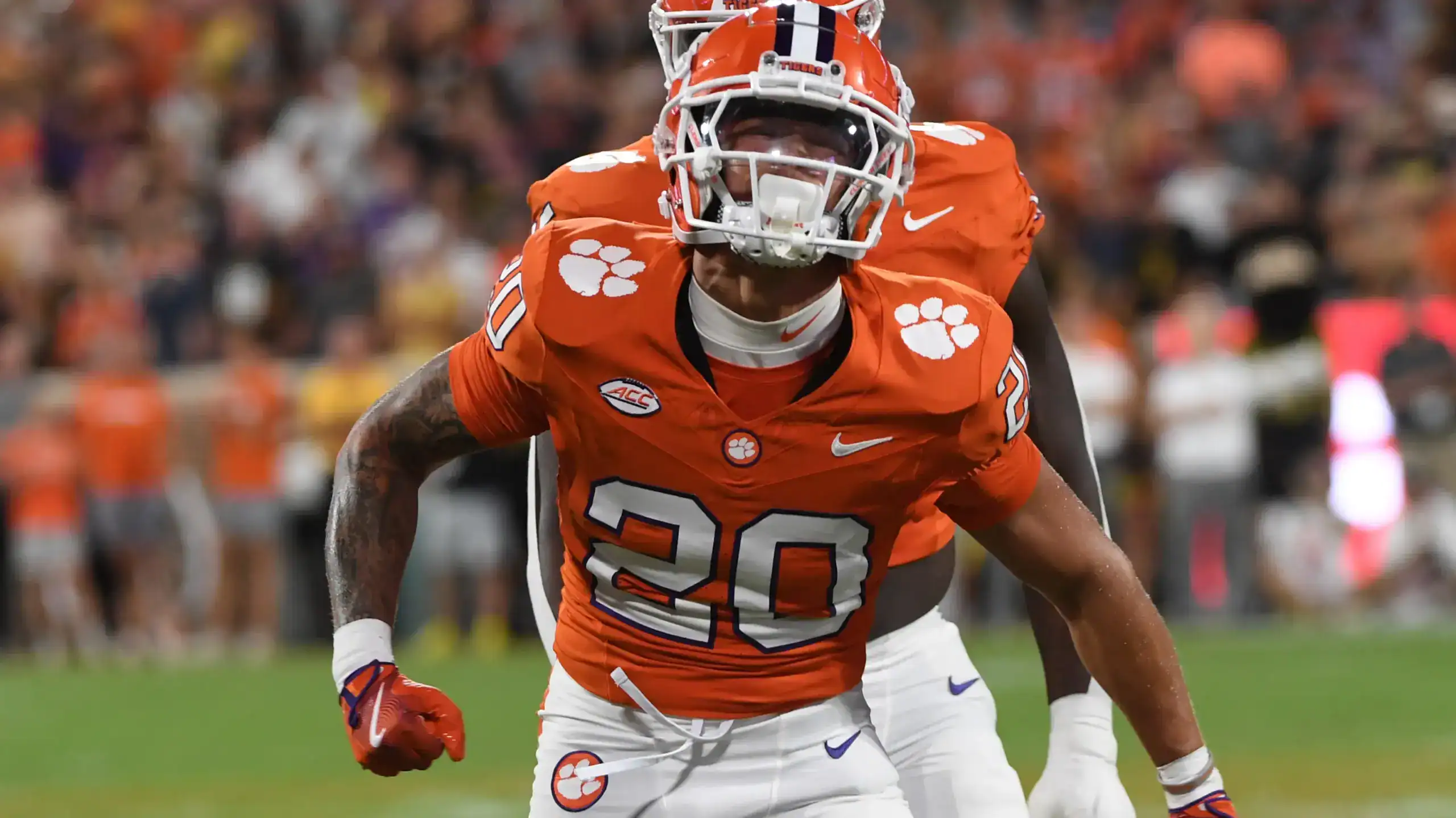 Avieon Terrell lines up in Clemson’s secondary before the snap during a home game at Death Valley.