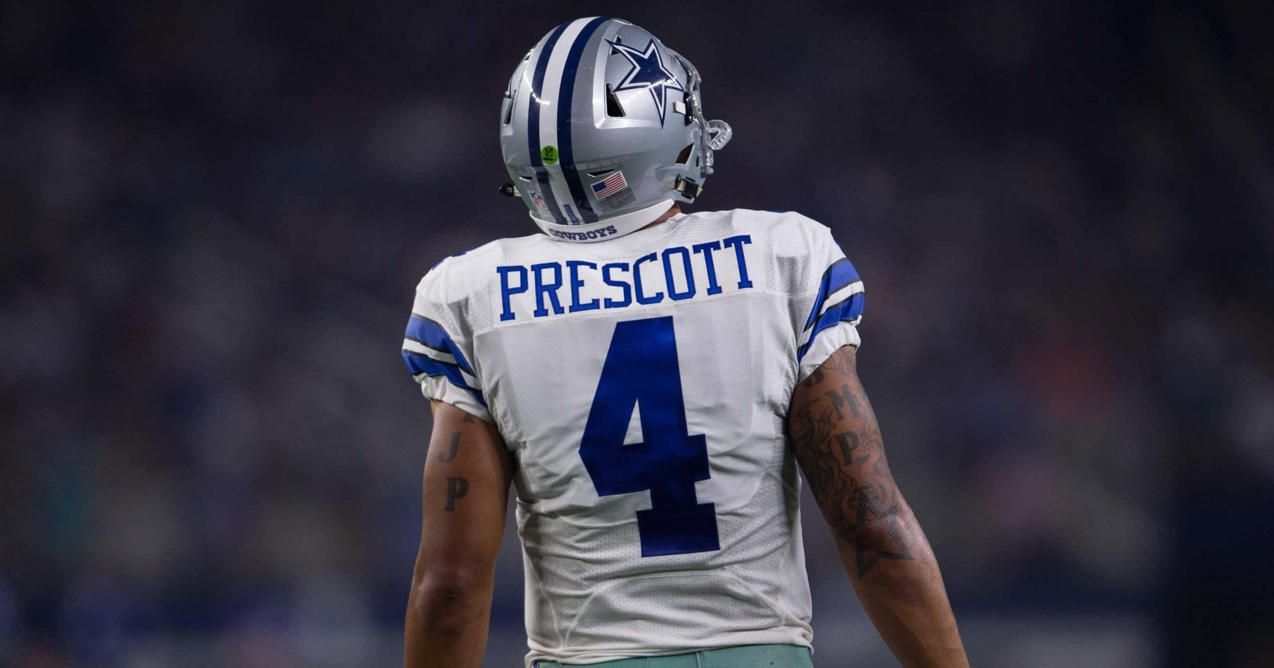 Dak Prescott stands in a Dallas Cowboys uniform as the Cowboys lean on their quarterback advantage in 2026