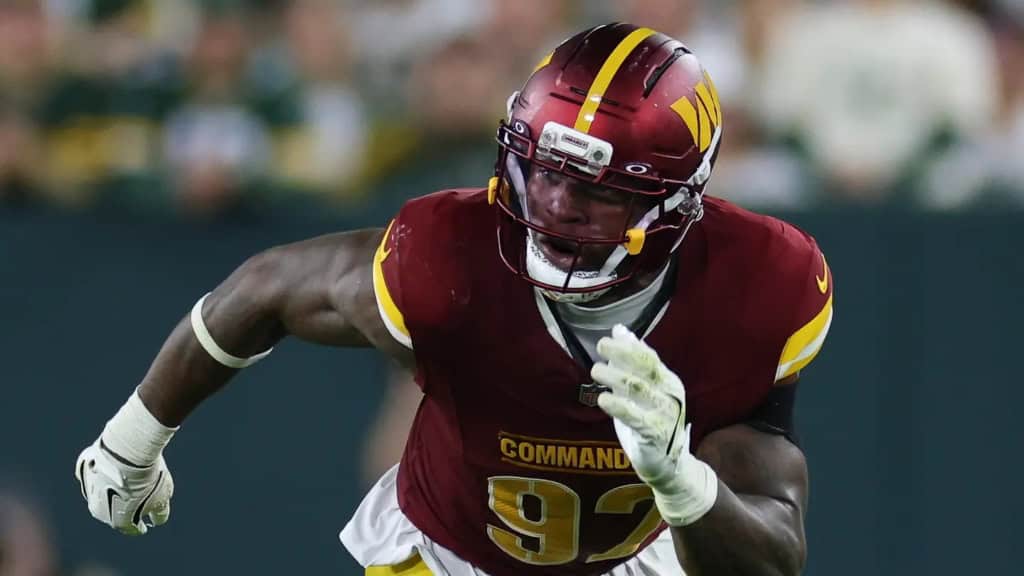 Dorance Armstrong rushes off the edge for the Washington Commanders as a potential June 1st cut candidate.