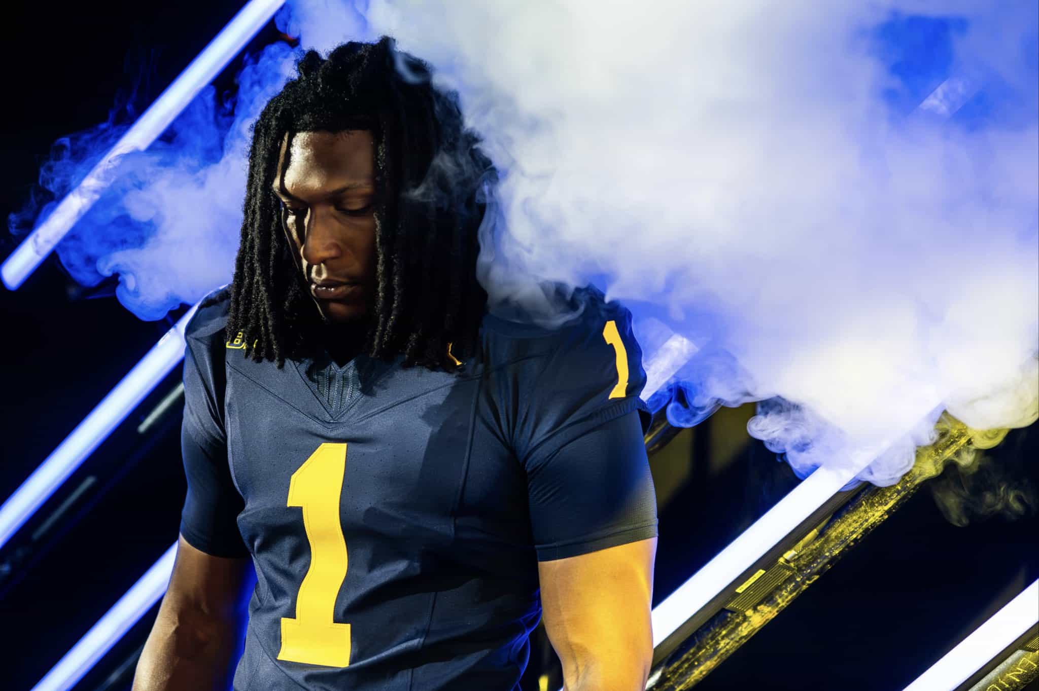 Jaishawn Barham enters the field for Michigan as he prepares for a key defensive role.