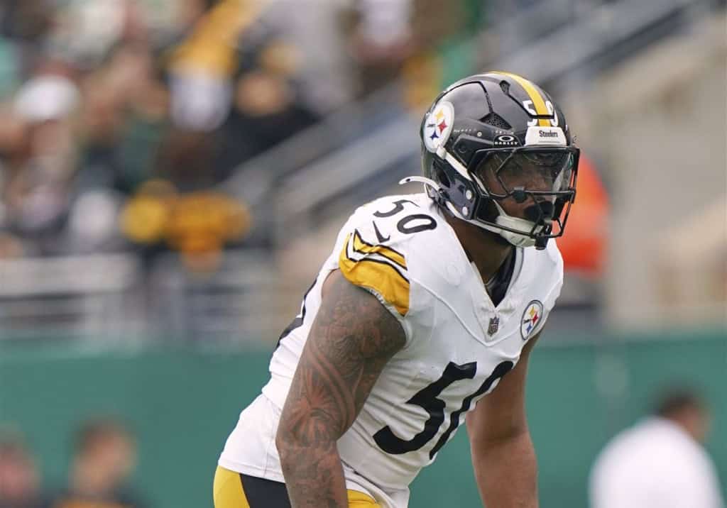 Malik Harrison lines up for the Pittsburgh Steelers defense as a possible post-June 1st roster cut.