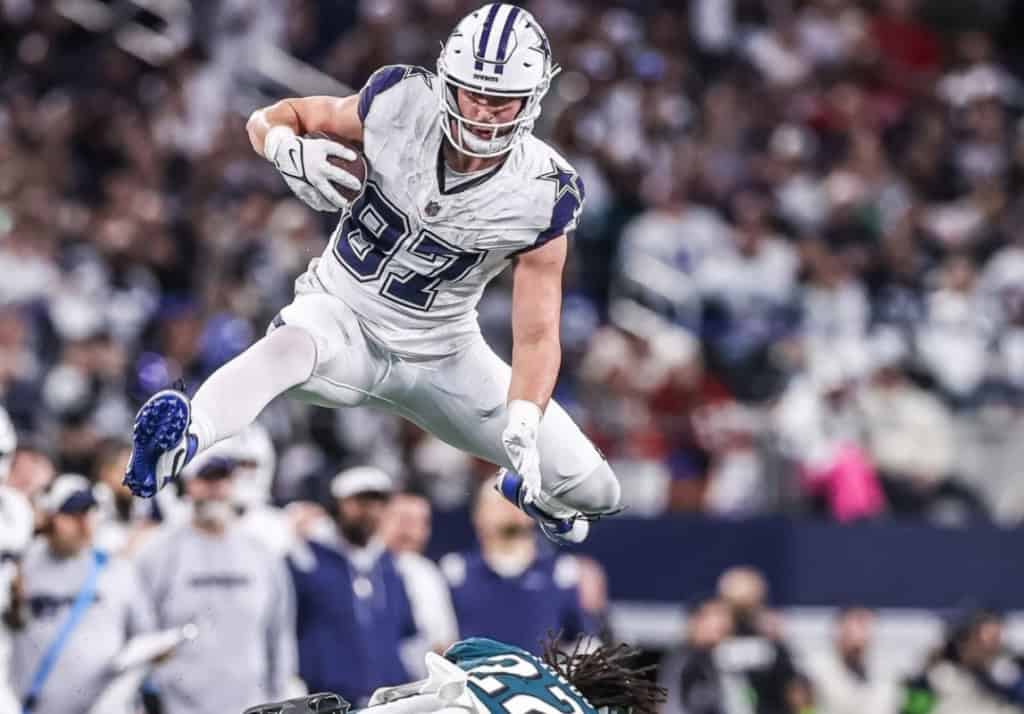 Cowboys Tight Ends: Who Should Make the 53? Jake Ferguson making an athletic play for the Cowboys while fighting to prove his roster value.