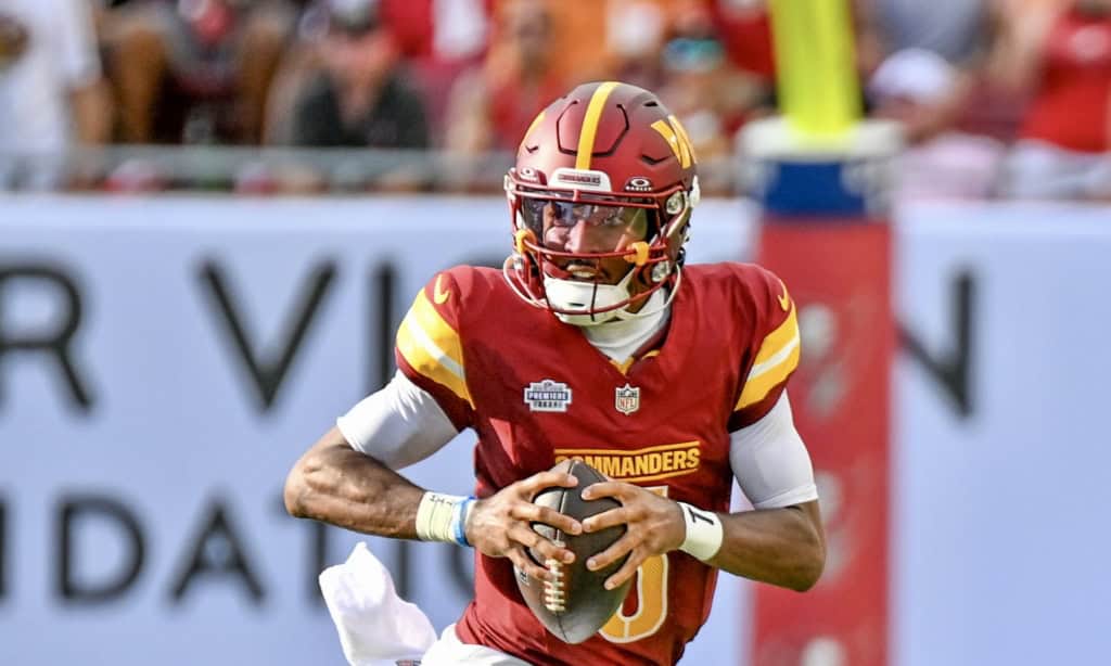 Dak Prescott Gives Cowboys the Edge Over Most at Quarterback in 2026 Jayden Daniels drops back for the Commanders as Dak Prescott gives the Cowboys an edge at quarterback in 2026