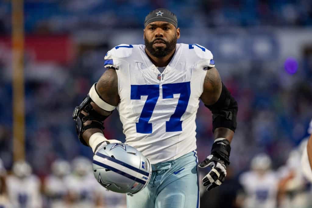 Tyron Smith walking off the field for the Dallas Cowboys, a reminder that PFF overthought its offensive picks.
