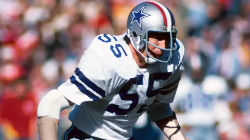 10 Dallas Cowboys Hall of Fame Snubs Who Deserve Canton: Nos. 10-6 Lee Roy Jordan in a Dallas Cowboys No. 55 jersey, a legendary linebacker still waiting for Canton recognition.