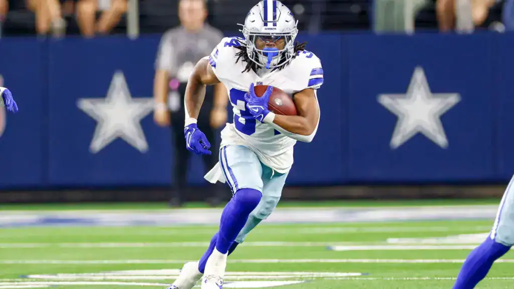 Jaydon Blue Can Spark a Shocking Cowboys Decision Jaydon Blue runs with the football during Dallas Cowboys training camp action