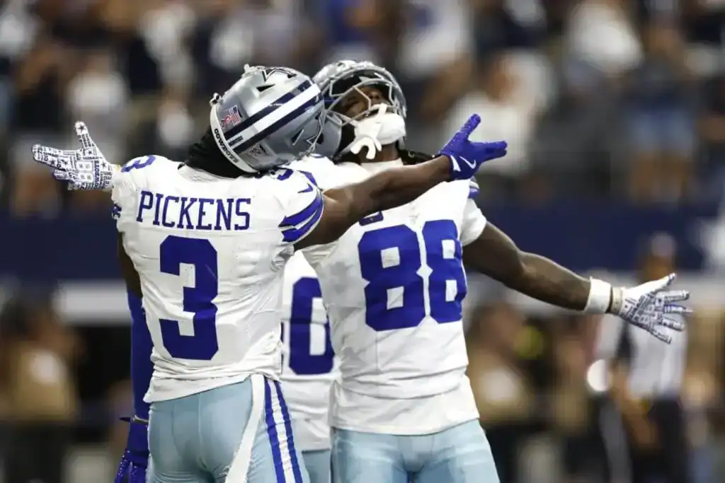 George Pickens and CeeDee Lamb celebrate together as the Cowboys try to turn talent into better offensive execution.