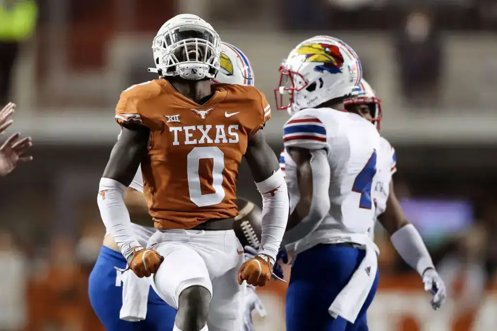 DeMarvion Overshown Is Earning the Green Dot in the 2026 Offseason DeMarvion Overshown celebrates a defensive play during his Texas Longhorns college football career.