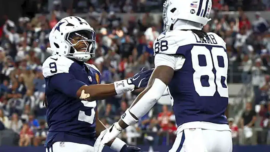 Jaydon Blue Can Spark a Shocking Cowboys Decision KaVontae Turpin celebrates with CeeDee Lamb during a Dallas Cowboys preseason game
