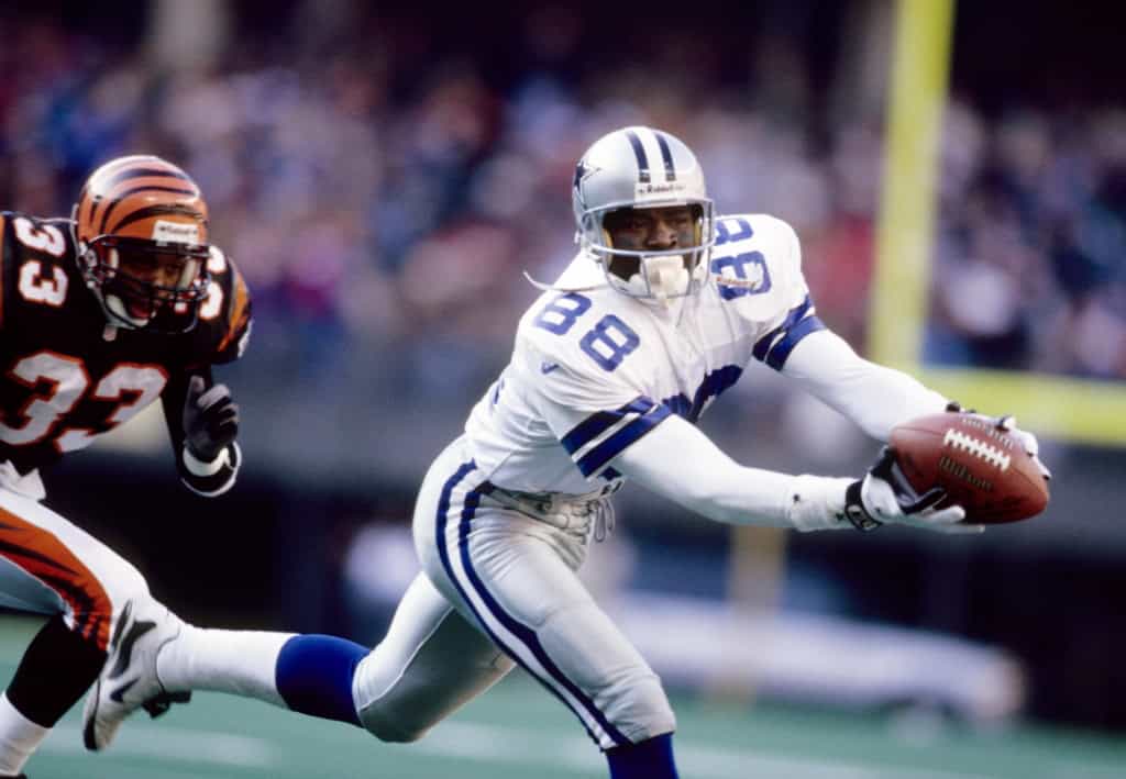Building the Greatest Cowboys Offense Ever: Legends, Locks, and Tough Calls Michael Irvin hauls in a pass for the Dallas Cowboys during his Hall of Fame career