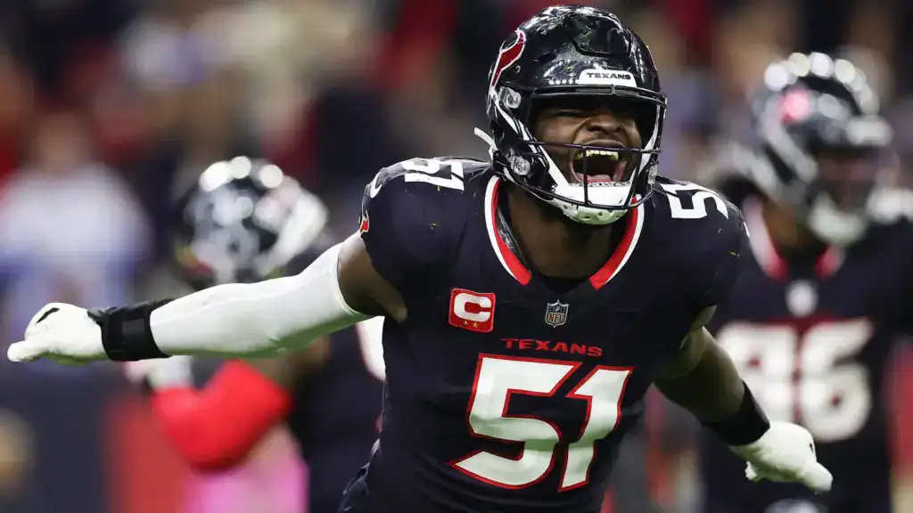 Will Anderson Jr. celebrates for the Texans, showing the kind of elite pass-rush presence the Cowboys currently lack.