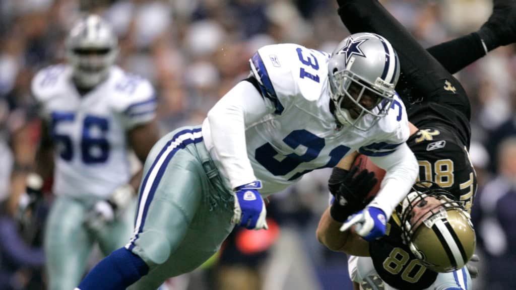Roy Williams delivers a hit for the Dallas Cowboys against the Saints for Defense First: PFF Missed the Mark on the All-Cowboys List