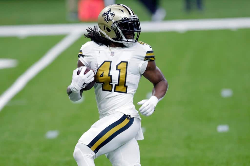 Cowboys Trading For Alvin Kamara Works if the Money's Right Alvin Kamara runs with the football for the Saints, highlighting the dual-threat skill set he could bring to the Cowboys backfield at the right price.