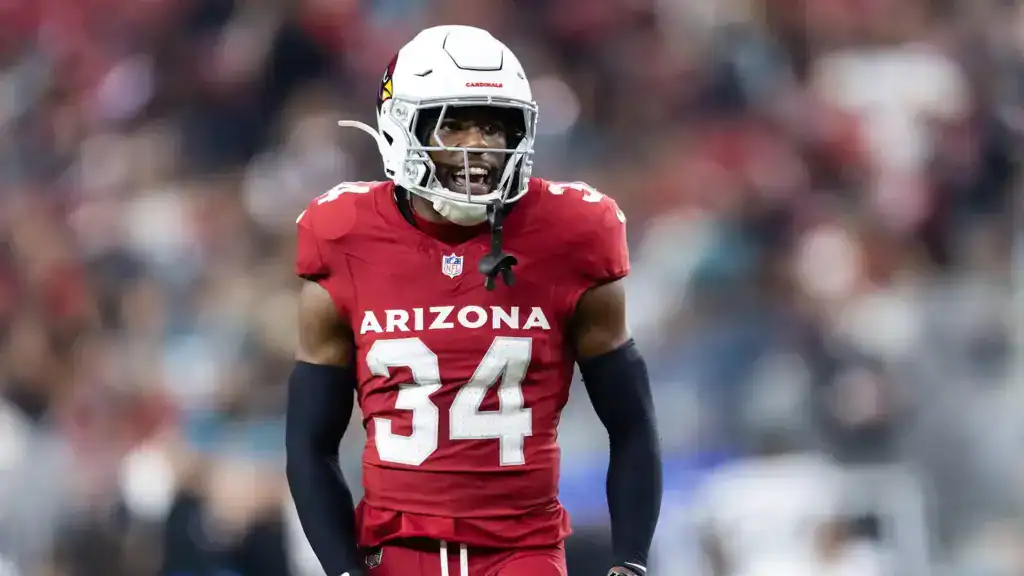 Cowboys Secondary Can Be a Sneaky Strength in 2026 Jalen Thompson reacts on the field in an Arizona Cardinals uniform, showing the physical safety presence that could boost the Cowboys secondary in 2026.
