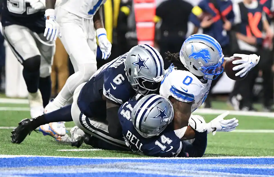 Markquese Bell and the Cowboys defense close in on a Detroit Lions running back as Dallas’ numbers fail to tell the whole story.
