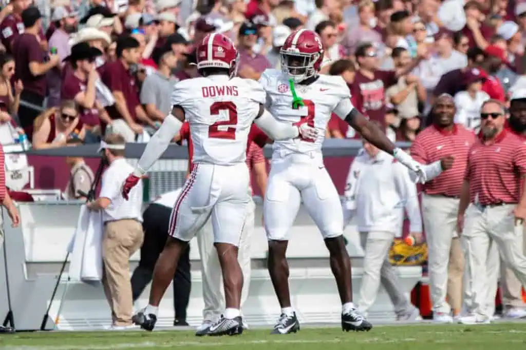 Cowboys Should Know the Price of Terrion Arnold Caleb Downs and Terrion Arnold celebrate together on the field during their Alabama football days.