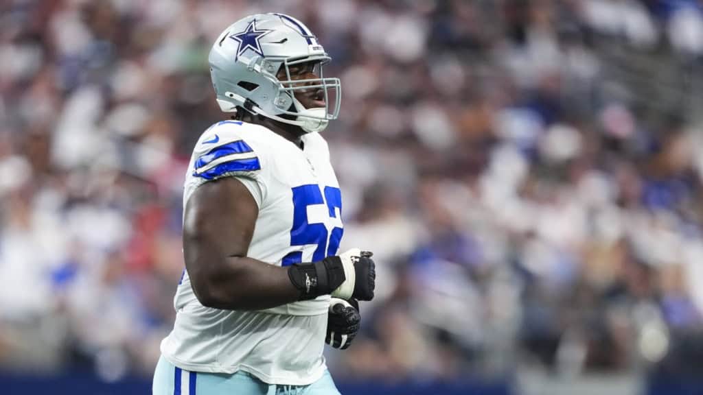 Tyler Booker on the field after earning a place on the Dallas Cowboys leadership council in his second season.