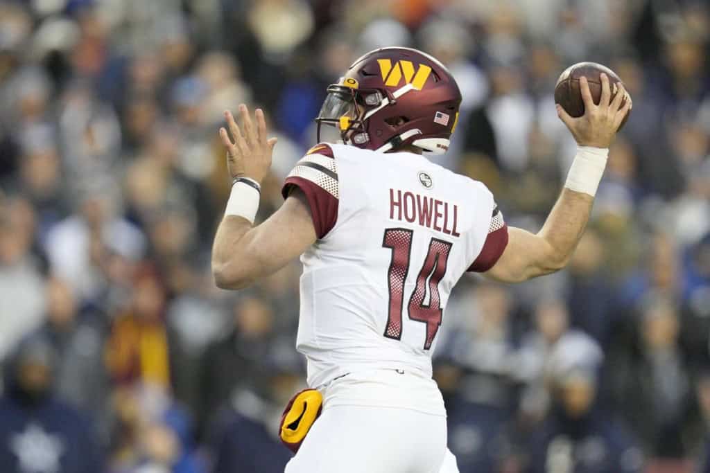 The Cowboys May Have a Plan for Joe Milton Dallas Cowboy, and former Washington Commanders, quarterback Sam Howell prepares throw a pass downfield.
