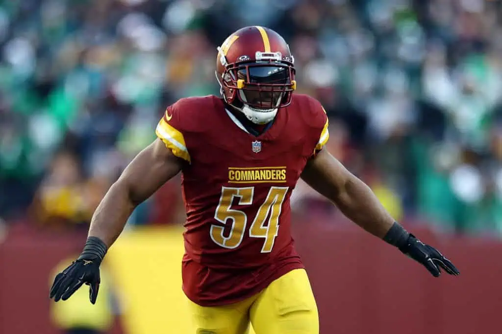 3 Free Agent Linebackers the Cowboys Should Call Washington Commanders linebacker Bobby Wagner, No. 54, lines up on defense during an NFL game.