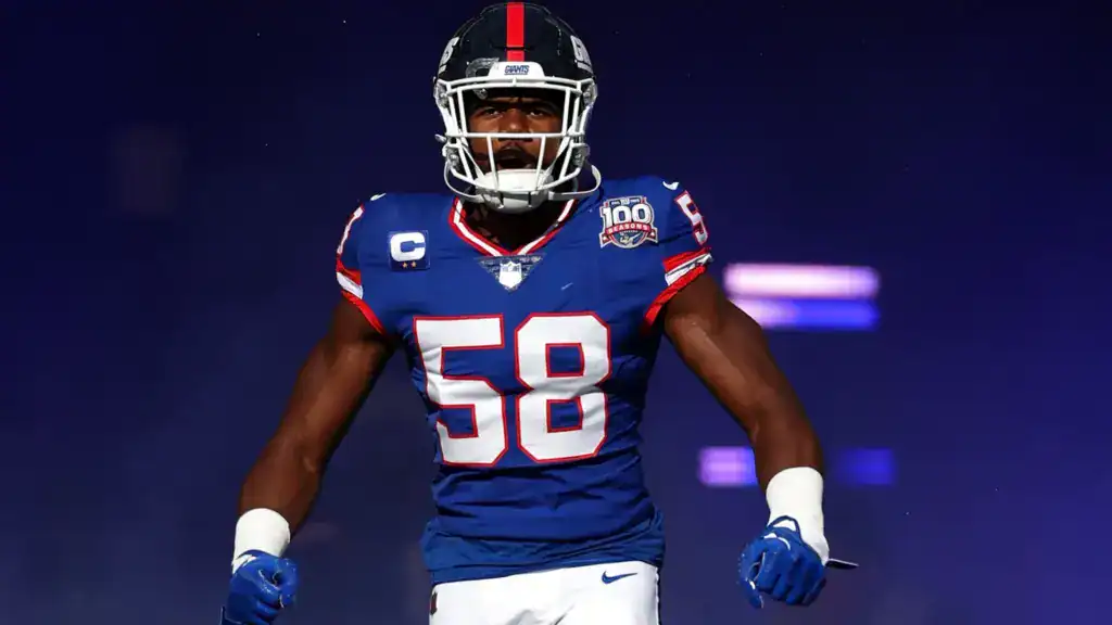 3 Free Agent Linebackers the Cowboys Should Call New York Giants linebacker Bobby Okereke, No. 58, takes the field in his blue Giants uniform before an NFL game.