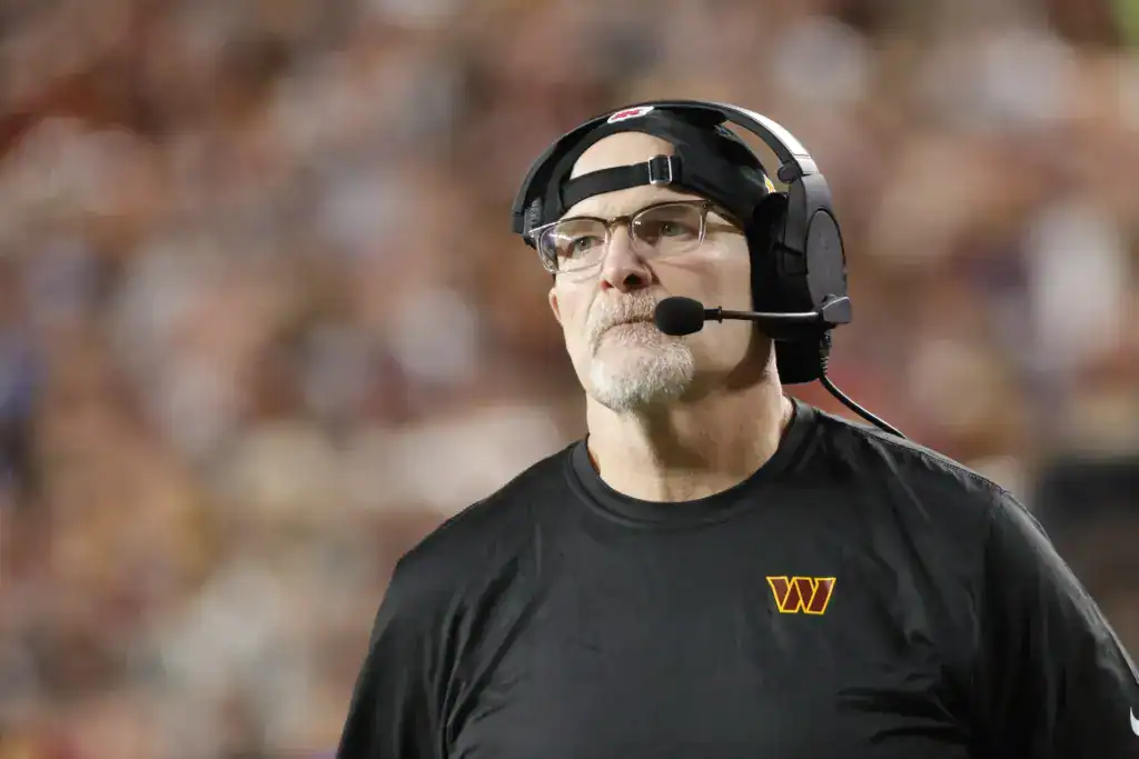 The Explosive Play Issue Dallas Will Test Week 2 Washington Commanders head coach Dan Quinn looking onto the field during a game.