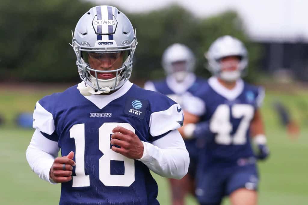 Dallas Cowboys rookie Caleb Downs at practice as a potential contender in the 2026 NFL Awards race.