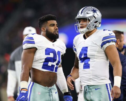 [WATCH] Ezekiel Elliott Celebrates NFC Win in Pro Bowl Skills Showdown Dodge Ball