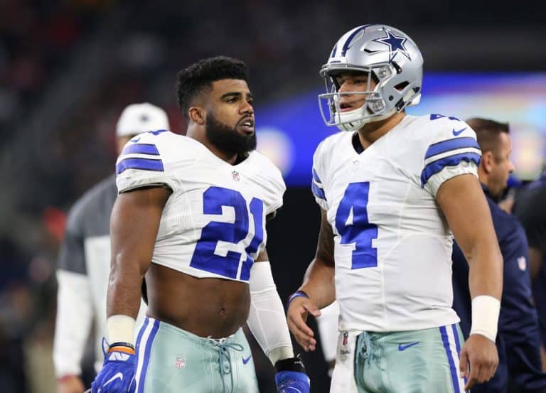 [WATCH] Ezekiel Elliott Celebrates NFC Win in Pro Bowl Skills Showdown Dodge Ball