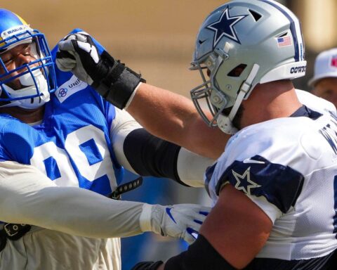 Sparks Fly as Connor Williams and Aaron Donald Work in Practice
