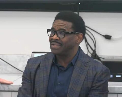 Michael Irvin emotional speaking about Marriott lawsuit