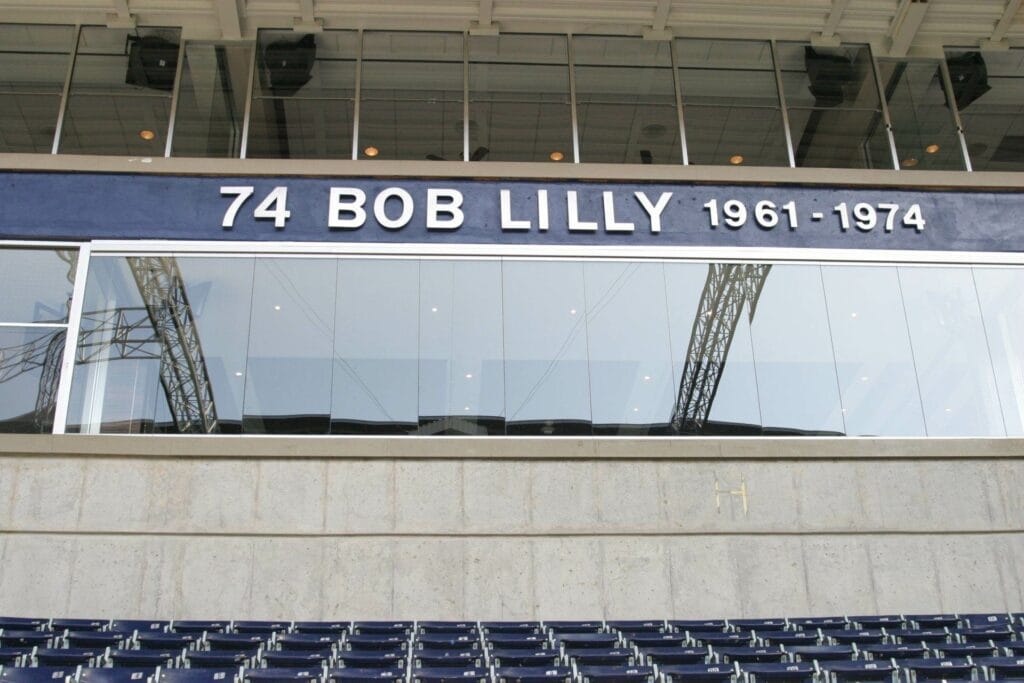 Bob Lilly's name on the Ring of Honor inside Texas Stadium in Irving, Texas.