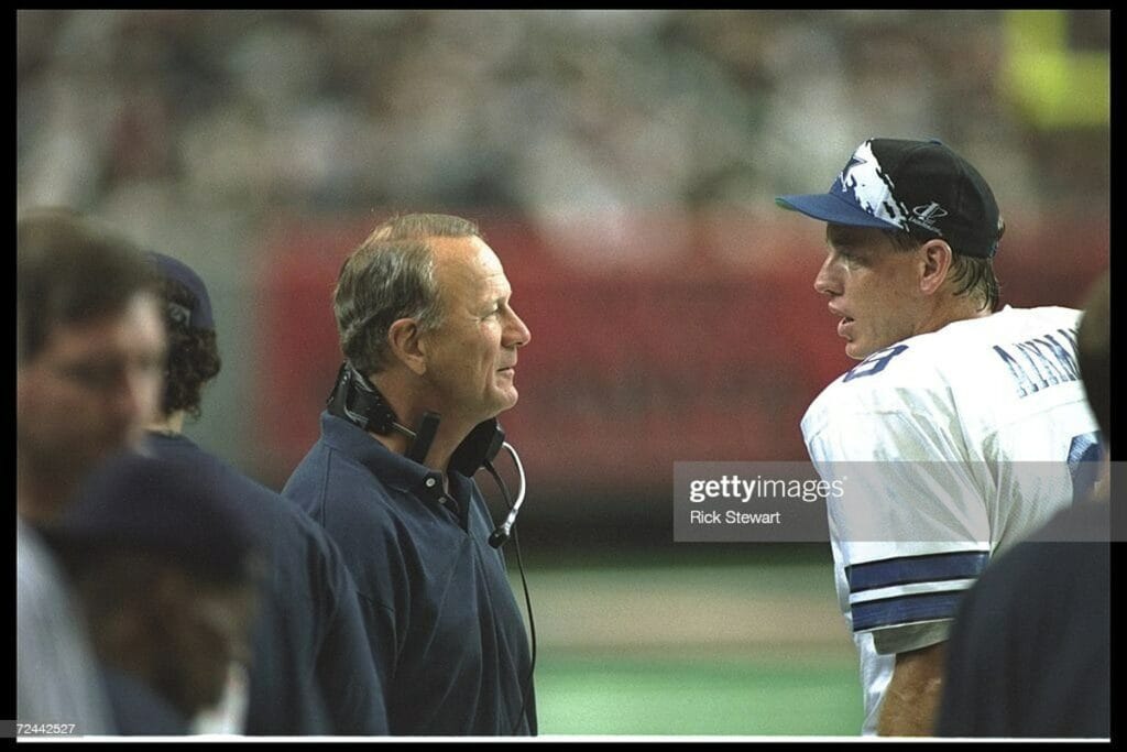 Barry Switzer gets a ring in 1995 with Jimmy Johnson’s players