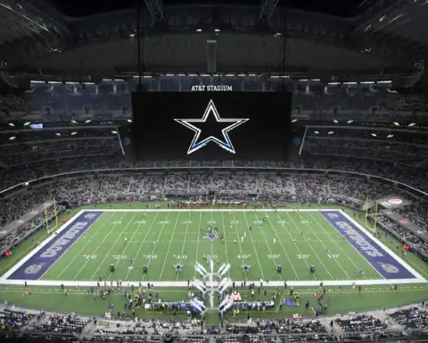 Inside AT&T Stadium during game festivities